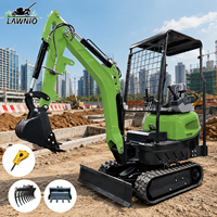Mini-excavatrice compacte LAWNIO à commande pilote, chenilles en caoutchouc, pour travaux de terrassement en petites cours, vergers et fermes, mini-excavatrice professionnelle pour chantier
