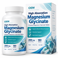 Premium Şelatlı Magnezyum Glisinat Tabletleri Vegan Mineral Desteği Aktif Yetişkinler İçin Kas Gevşemesi OEM Özel Etiket Tedariki
