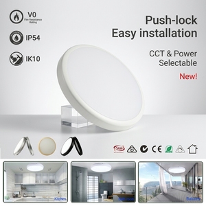 Nouveau design, luminaires encastrés étanches IP54 IK10 24W/36W, lumière LED de plafond à intensité variable pour salle de bain - Product Image 2