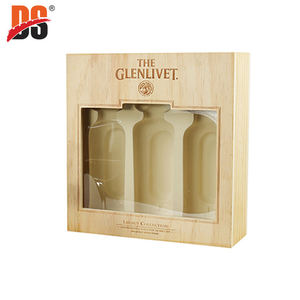 DS Handmade 3-Bottle Wooden Wine Gift Box Window Recyclable Varnished Finish Rectangle Shape DSW-1030 Model Accept Custom Orders - Product Image 2