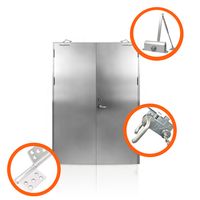 Porte ignifuge en acier affleurante de 120 minutes, porte double d'oscillation du feu en métal