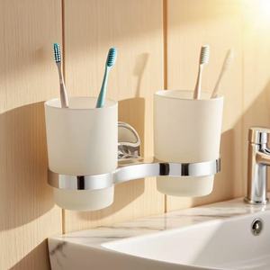 <span class=keywords><strong>Porte</strong></span>-gobelet double chromé classique moderne et écologique <span class=keywords><strong>Porte</strong></span>-<span class=keywords><strong>brosse</strong></span> <span class=keywords><strong>à</strong></span> dents <span class=keywords><strong>mural</strong></span> en acier inoxydable pour salle de bain ou hôtel - Product Image 5
