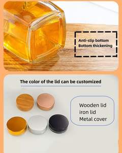 En stock, mini pot en verre carré de haute qualité pour <span class=keywords><strong>miel</strong></span>, cornichons, confiture, avec couvercle en bois, 50 ml, 100 ml, 180 ml, 280 ml, 360 ml, 500 ml, 750 ml - Product Image 6