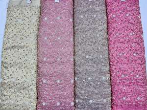 Pure Viscose Georgette Fabric with Heavy Beads Handwork Fully Embroidered and Beaded <b>Material</b> for Premium Embroidery Projects - Product Image 5