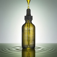 Bouteilles compte-gouttes rondes en verre vert olive de 1 oz, 2 oz, 4 oz pour huiles essentielles, sérums et huiles capillaires avec bouchon noir côtelé