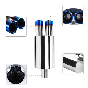 Tubo de Escape Recto de Acero Inoxidable de Alta Calidad para Auto, Entrada de 60 mm, con Doble Punta Azul Quemado, Accesorios para Auto C1448-BB2- - Product Image 4
