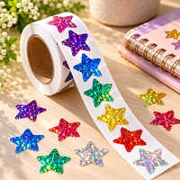 Autocollants étoiles holographiques personnalisés, autocollants arc-en-ciel laser brillants, autocollants imperméables, étiquettes de récompense pour enfants, travaux manuels en classe, décoration