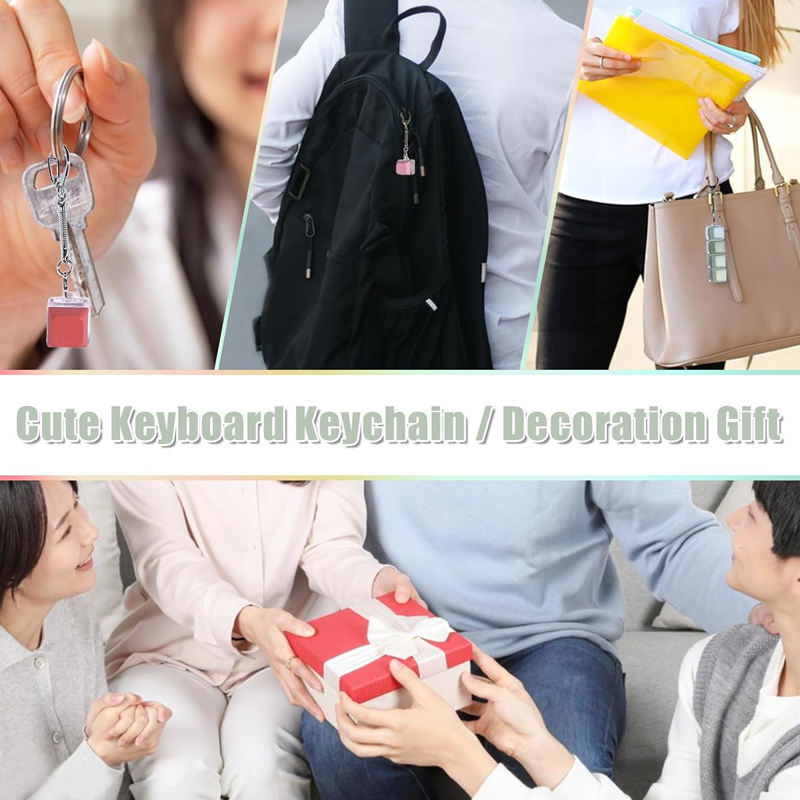 ASMR Fidget Keyboard Switch with Mechanical Click Sound Interactive Light-Up Keycap Plastic Keychain Fidget Keychains