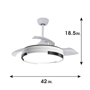 Âm nhạc trong nhà LED RGB ánh sáng có thể thu vào điện 42 inch 3 ABS Lưỡi quạt trần với loa răng Xanh - Product Image 6
