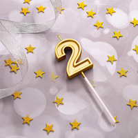 Serie de oro rosa Numeral 2 Cake Fiesta de cumpleaños Velas y Happy 2nd Heart Star Cupcake Picks Birthday Cake Toppers Decoración