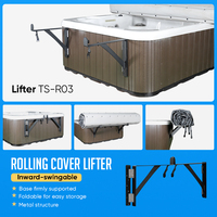Pengangkat Penutup Spa Aluminium Desain Modern Immer Warna Hitam, Aksesoris Bak Mandi Air Panas, Kapasitas 70-90kg, Tahan Air, Untuk Penggunaan Luar Ruangan
