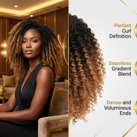 Mèches de cheveux humains Remy brésiliens Springy Twist, lot de 30, bouclés crépus, pour tressage en salons, Nigéria, Afrique du Sud, personnalisables