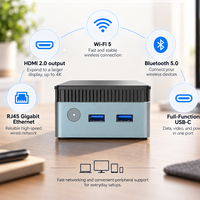 Mini PC Morshow Intel N150 CPU 12 Go LPDDR5, sortie d'usine, multifonction, Type-C, boîtier métallique, ordinateur de bureau ultra-compact.