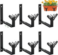 Supports de jardinière de fenêtre, crochets de boîte à fleurs à montage mural robuste réglables avec papillon, adaptés à la pergola de garde-corps de pont