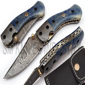 มีดพกพับดามัสกัส,พร้อมปลอกหนัง (Smk1223) - Product Image 2