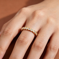Bague de mariage Art Déco en or 18 carats plaqué or avec zircone cubique, alliance pour femme, bijoux Anillos De Mujer