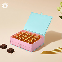 Boîte à chocolat de luxe faite à la main, double tiroir, estampage à chaud argenté, vernis UV localisé, gaufrage pour aliments, faible MOQ