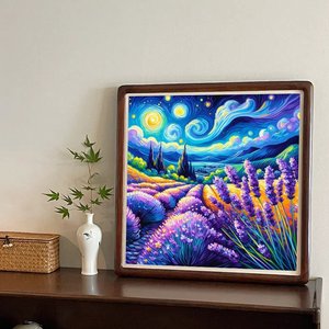 <span class=keywords><strong>Peinture</strong></span> Diamant 5D Personnalisable 40x40cm Nuit Étoilée Champ de Lavande Perles Rondes Décoration Murale DIY Cadeau Artistique pour la Maison et le Salon - Product Image 5