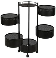 Étagère de rangement rotative à 5 niveaux pour légumes, en acier au carbone, pour cuisine, support de rangement pour fruits, chariot de rangement en métal pour cuisine