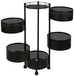 5 Layer Rotating <b>Vegetable</b> Rack Kitchen Carbon Steel Storage Holder Fruit Kitchen Metal Storage Rack Shelf Trolley Cart - Product Image 6