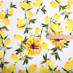Lovely Lemon fruit print designs pure cotton poplin fabric for children's shirts and dress in stock