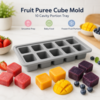 Fruitpuree-vormpjes siliconen, 10-delige bak voor smoothies, babyvoeding en diepvriesfruitporties