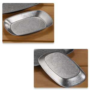 Rétro Vieux En Acier Inoxydable Approfondi Assiette À Dîner Creative Snack Frites Poulet Frit Assiette Barbecue En Plein Air Pique-Nique Assiette - Product Image 4