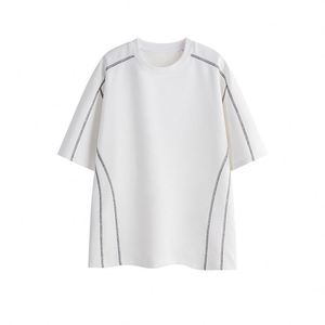 T-shirt pour homme personnalisable, streetwear de haute qualité, coupe courte, impression de logo personnalisée, anti-plis, patchwork, motif uni - Product Image 2