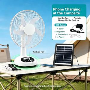 Ventilateur d'extraction solaire à double fonction avec panneau solaire, rechargeable par USB, avec lumière intégrée – Meilleures ventes - Product Image 1
