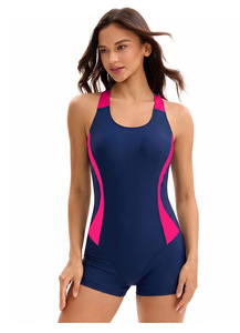 Traje de baño de una pieza para mujer, nuevo, conservador, con bloques de color, efecto adelgazante en el abdomen, deportivo, sin espalda y de ángulo <span class=keywords><strong>plano</strong></span> - Product Image 6