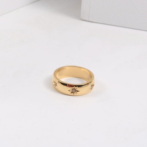 Non Tarnish Stainless Steel 18K Gold Plated <b>Cz</b> North Star Stacking <b>Ring</b> Jewelry for Women - Product Image 5