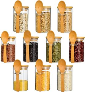 Multifunctional Kitchen Glass Food Container with Spoon Bamboo Lid Seal-for Spices <b>Jars</b> - Product Image 1