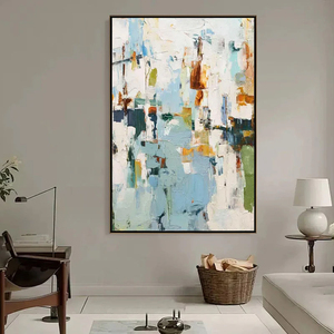 Soft Neutral Art Aluminum <b>Framed</b> Light Green White Still Life Abstract Handmade Oil <b>Painting</b> Home Hotel Office Decorative Arts - Product Image 1