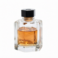 Bouteille diffuseur de parfum hexagonale géométrique en verre transparent de 1000 ml, vide, à facettes, avec bouchon noir, pour décoration de boutique