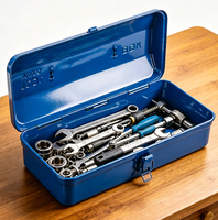 Boîte à outils portable en fer avec cadre renforcé à bords pliés pour le transport quotidien des outils d'électricien sur le terrain