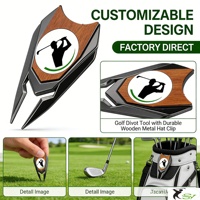 SY 24 Prix d'usine Vente en gros Marqueur de balle de golf amovible avec logo personnalisé en acier inoxydable, étanche, avec outil de réparation de divots