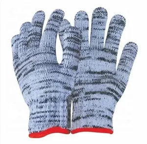Colorido hilo de algodón tejido trabajo poli mano trabajo seguridad trabajo guantes de colores mezclados guantes protectores de mano