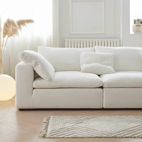 Canapé d'angle modulable Zayshine en lin blanc de luxe italien moderne, 3-4 places, lavable, pour appartement et villa