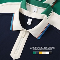 Polo de golf en coton lourd personnalisé à demi-zip - Style Old Money, col en tricot premium pour homme