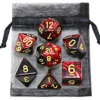Set Dadu RPG Multi-Warna Fantasi D20 (D20 D6 D8 D10 D12 HEXAHEDRON) DND dengan Kantong Beludru - Portabel