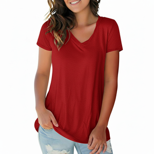 Venta caliente elegante transpirable Fitness Wear mujeres camisetas/mujeres al por mayor Color sólido entrenamiento gimnasio Fitness camisetas - Product Image 1