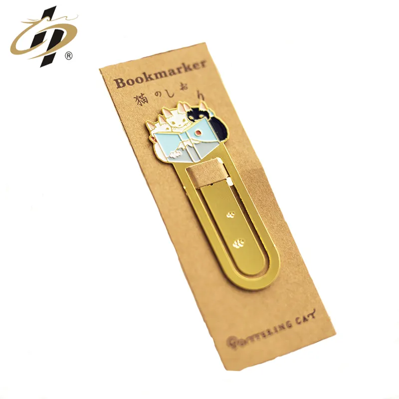 कस्टम पीतल सस्ते प्रचार प्यारा बिल्ली पशु तामचीनी धातु बुकमार्क