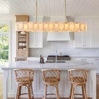 Lampu Gantung Alabaster Linear Modern dari Marmer Alami untuk Dekorasi Interior Dapur, Ruang Makan, Vila, dan Hotel