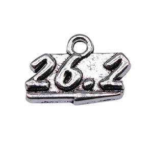 Gangan 19x13mm 1.8g Antique Silver Material Wholesale Sports Music 26.2 Marathon Pendant - Product Image 3