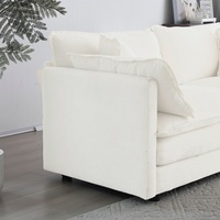 Sofá Seccional en Forma de U Moderno y Lujoso, Blanco, Minimalista, Suave, de 5 Plazas, con Reposapiés Reversible y Convertible