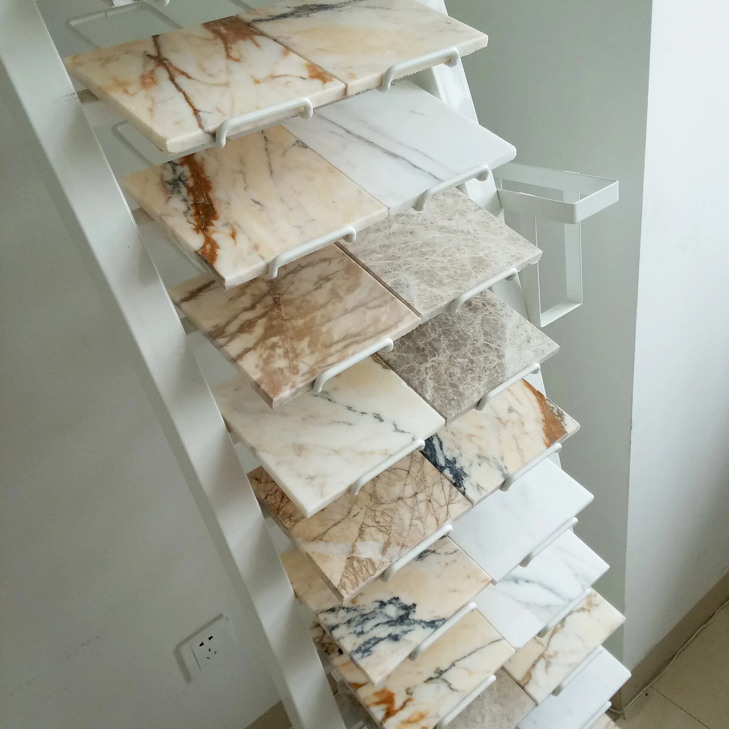 Factory Customized Simple Marble Glazed Slab Ceramic Tile Stone Display Rack Metal Stand For Showroom