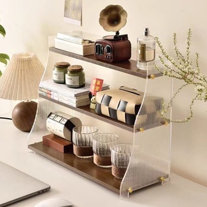 Double-Tier Acrylic Máy tính để bàn lưu trữ Giá nhiều lớp khay để tổ chức đồ lặt vặt cốc cà phê tủ trưng bày để sử dụng nhà - Product Image 2