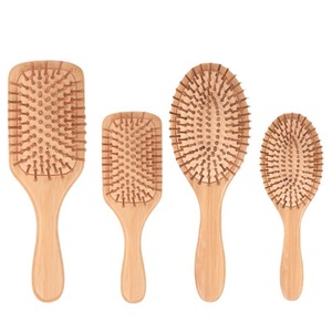 Doğal bambu ahşap Hairbrush Mini kolu masaj tarak anti-statik saç derisi kürek fırçalar berber saç fırçası şekillendirme aracı