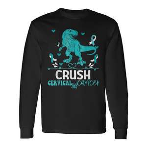 T-shirt a maniche lunghe per bambini con messaggio sulla consapevolezza del cancro cervicale per bambini piccoli - Product Image 1