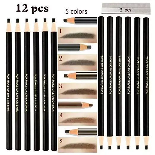 12 pièces/ensemble crayon à sourcils étanche précis définisseur de sourcils noir Blonde marron stylo à sourcils maquillage longue durée 3 couleurs cosmétique